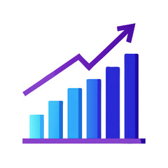 Poster - Rising Bar Graph with Arrow on transparent background