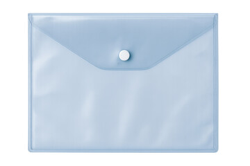 Poster - Light blue plastic document folder featuring secure button closure, neatly organizing paperwork against transparent backdrop