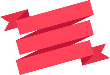 Poster - Red ribbon banner waving elegantly on a white background, creating a vibrant and eye catching design perfect for highlighting important information or adding a festive touch