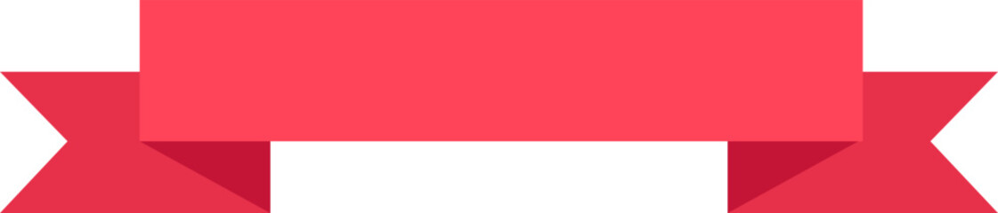 Poster - Red ribbon banner featuring folded corners and forming a star shape, isolated against a white background, offers a simple yet elegant design perfect for various graphic elements and decorations