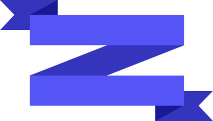 Poster - Blue ribbon banner forming a zig zag shape, creating a dynamic and eye catching design element on a clean white background, ideal for highlighting important information or adding a decorative touch