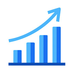 Poster - Rising Bar Graph with Arrow on Transparent Background