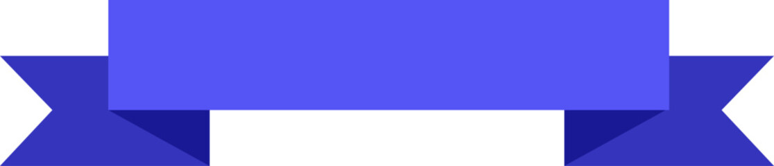 Poster - Horizontal blue ribbon banner with folded ends waving in the wind, isolated on a white background, perfect for adding a touch of elegance and celebration to any design