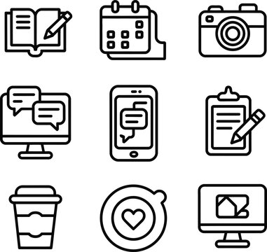 A collection of social media and communication icons isolated on white background