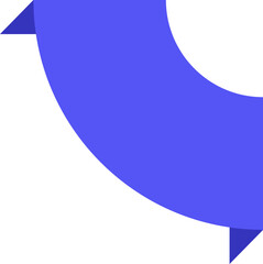 Poster - Blue ribbon with folded corners creating a curved shape over a white background, ideal for presentations, websites, and graphic design projects requiring a touch of elegance and dynamism