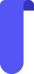 Fototapete - Bookmark icon featuring a downward pointing design in blue, showcasing a curled corner against a clean white background, ideal for marking pages in books or documents