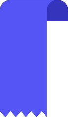 Fototapete - Bookmark featuring a serrated edge and curled corner, hanging against a white background, showcasing a simple yet elegant design in vibrant blue, perfect for marking pages