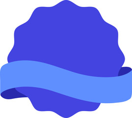 Poster - Blue wavy ribbon wrapping around a blue blank starburst badge, creating a perfect space for adding custom text or design, ideal for marketing and branding