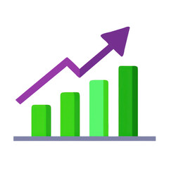 Poster - Growing Bar Chart with Arrow Pointing Up on transparent background