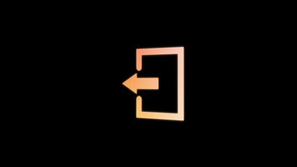 logout exit animation symbol on black background.