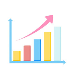 Poster - Colorful Bar Graph with Upward Arrow on transparent background