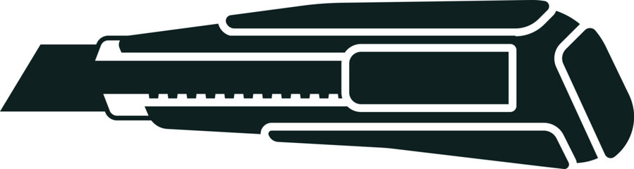 Poster - Black and white vector illustration featuring a utility knife with a retractable blade, commonly utilized for a variety of cutting tasks in crafts, DIY projects, and construction work