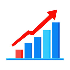 Poster - Rising Bar Graph with Arrow on transparent background