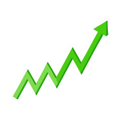 Poster - Green upward trend arrow graph isolated on transparent background