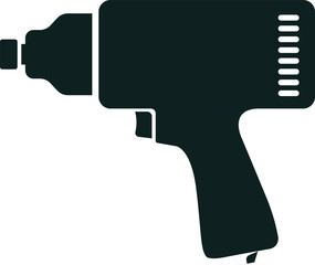 Poster - Silhouette icon of a cordless drill, a power tool used for drilling holes and driving screws, featuring a simple black design representing construction, DIY, and home improvement projects