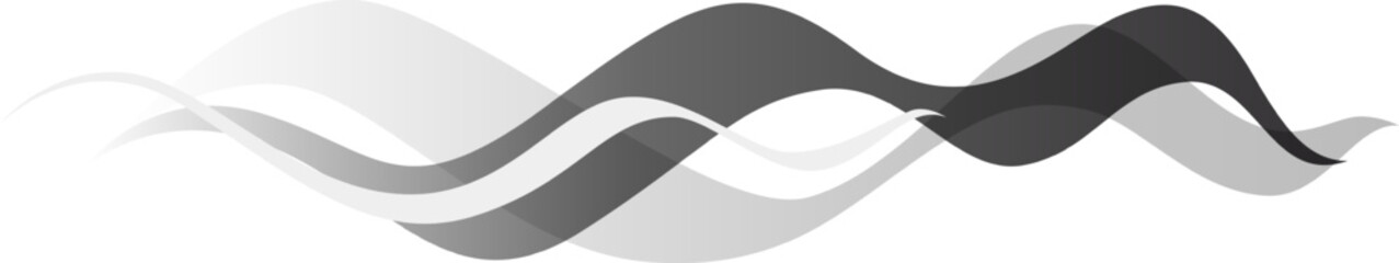 Poster - Abstract black and white waves are flowing horizontally, creating a dynamic and visually appealing pattern against a clean white background, suitable for various design applications