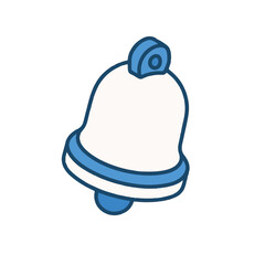 Fototapete - Notification bell icon with blue outline on transparent background, showcasing new message alert. This notification bell graphic is a simple digital communication symbol.