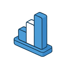 Fototapete - Bar graph displays statistical data in isometric projection on transparent background. Visualized bar graph shows rising trends with columns of different height, perfect for data visualization.