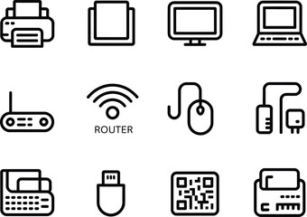 Fototapete - Vector Illustration of Essential Computer and Networking Icons