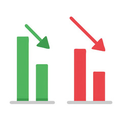 Poster - Two bar graphs showing downward trends isolated on transparent background