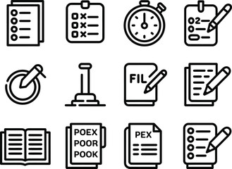 Poster - Collection of business and education icons representing tasks documents and time management