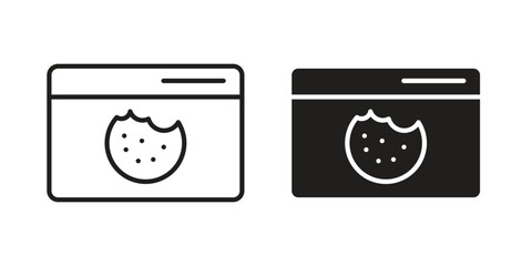 web Cookies icon. Stroke and Glyph pictogram. Vector illustration on white background