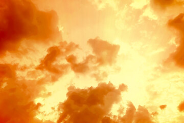 Wall Mural - orange sky with clouds during hot summer weather