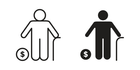 Fototapete - Retirement icon. Stroke and Glyph pictogram. Vector illustration on white background