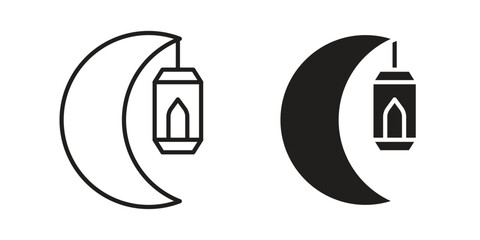 Fototapete - Ramadan Month icon. Stroke and Glyph pictogram. Vector illustration on white background