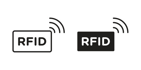 Fototapete - RFID icon. Stroke and Glyph pictogram. Vector illustration on white background