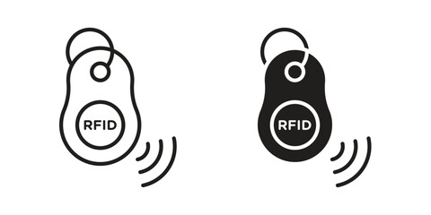 Fototapete - RFID key tag icon. Stroke and Glyph pictogram. Vector illustration on white background