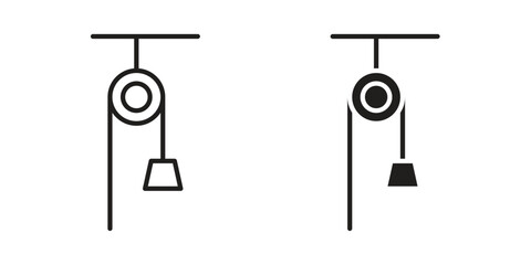 Fototapete - Pulley icon. Stroke and Glyph pictogram. Vector illustration on white background