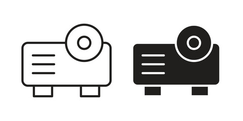 Fototapete - Projector icon. Stroke and Glyph pictogram. Vector illustration on white background