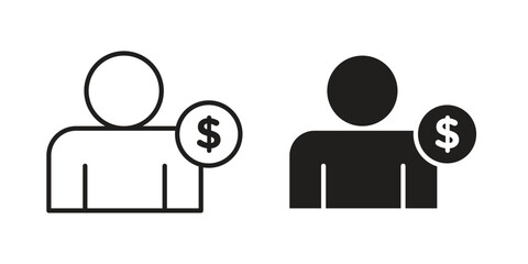 Fototapete - Personal loan icon. Stroke and Glyph pictogram. Vector illustration on white background