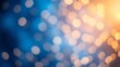 © Lucy - Festive golden holiday decoration on a blurred blue background creating an abstract celebratory atmosphere.
