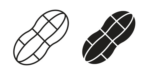 Fototapete - Peanut icon. Stroke and Glyph pictogram. Vector illustration on white background