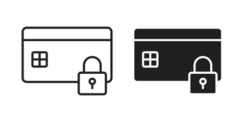Fototapete - Payment security icon. Stroke and Glyph pictogram. Vector illustration on white background