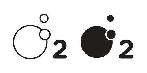 Fototapete - Oxygen O2 icon. Stroke and Glyph pictogram. Vector illustration on white background
