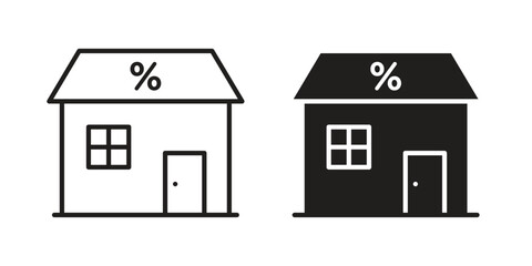 Fototapete - Mortgage rate icon. Stroke and Glyph pictogram. Vector illustration on white background