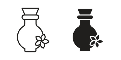 Fototapete - Massage oil icon. Stroke and Glyph pictogram. Vector illustration on white background