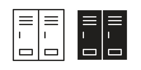 Fototapete - Locker icon. Stroke and Glyph pictogram. Vector illustration on white background