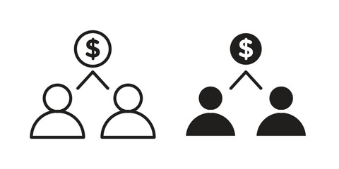 Fototapete - Joint account icon. Stroke and Glyph pictogram. Vector illustration on white background.