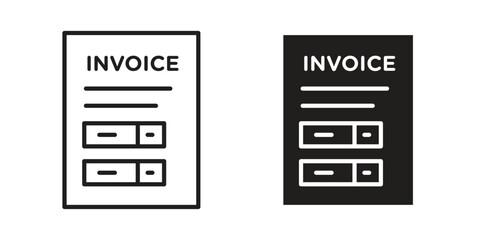 Fototapete - Invoice icon. Stroke and Glyph pictogram. Vector illustration on white background