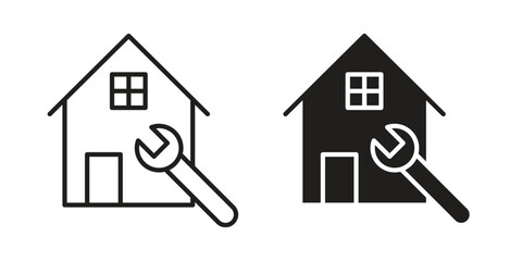 Fototapete - Home repair icon. Stroke and Glyph pictogram. Vector illustration on white background