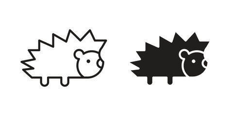 Fototapete - Hedgehog icon. Stroke and Glyph pictogram. Vector illustration on white background