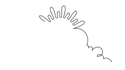 Poster - Animation of one line drawing of clouds with sun in the sky. Weather symbol and storage concept. Continuous line self drawing. Animated illustration. 4K