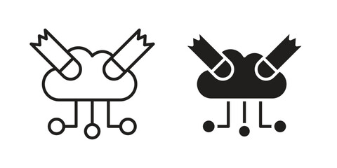 Fototapete - DOS icon. Stroke and Glyph pictogram. Vector illustration on white background