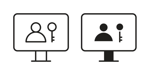 Authorize icon. Stroke and Glyph pictogram. Vector illustration on white background
