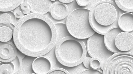Poster - Circles of different sizes and textures overlap, forming a unique design. This wall decor adds a contemporary touch to the bright interior, enhancing the aesthetic appeal of the space.
