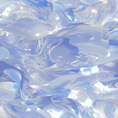 Poster - Abstract representation of water flowing gently across a soft blue background with shimmering light reflections at midday Generative AI